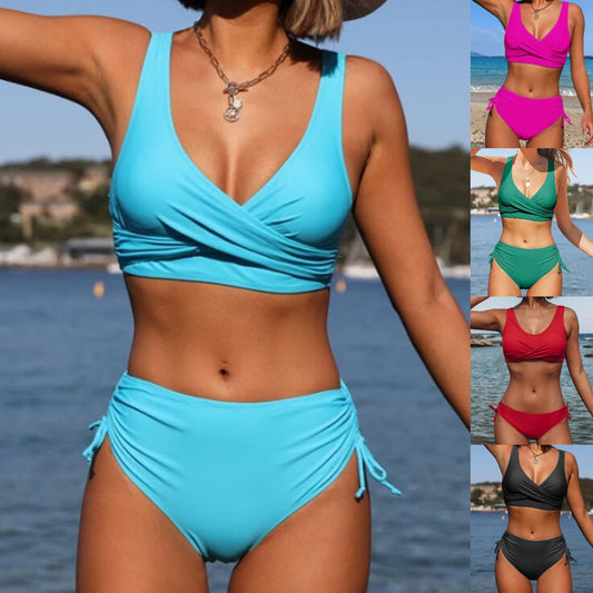 🌴【S-3XL】Nové dámské jednoduché jednobarevné, rychleschnoucí, pohodlné a prodyšné bikiny pro léto 2025.