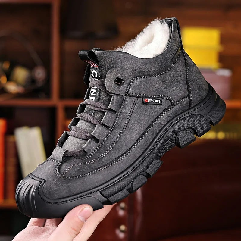 50% de descuento: Calzado de invierno para hombre ❄️ Botas altas cálidas y gruesas de terciopelo y piel auténtica