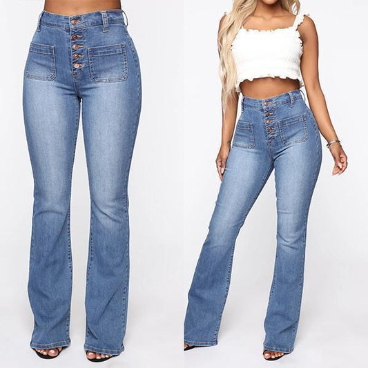 🔥👖【S-4XL】Damskie spodnie z wysokim stanem i rozszerzanymi rękawami