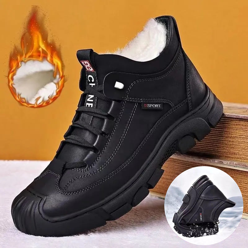 50% de descuento: Calzado de invierno para hombre ❄️ Botas altas cálidas y gruesas de terciopelo y piel auténtica