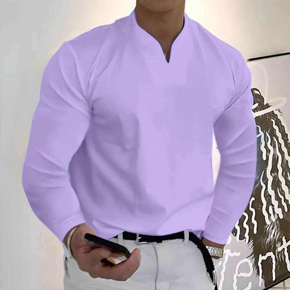 👔🔥【40-120 kg】2026 Jesienna męska koszulka polo z długim rękawem z czystej bawełny i dekoltem w serek ✅️Drugi produkt w połowie ceny