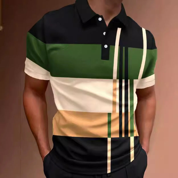 🔥 50% taniej | Męska koszulka polo S–6XL – wzór 3D w paski, modna i wygodna