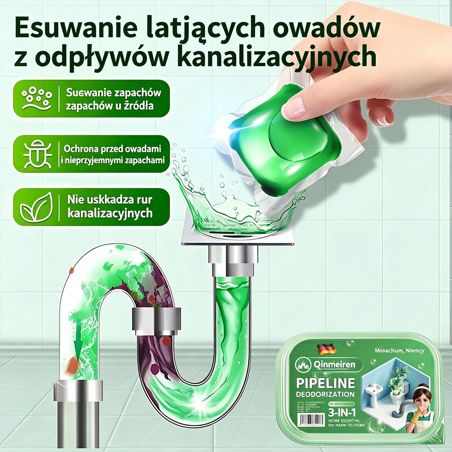 2 pudełka za jedyne 99 zł –  (100 kapsułek w opakowaniu) 🔥🎉 Kapsułki zawierające bioenzymy do usuwania zapachów z systemów kanalizacyjnych.