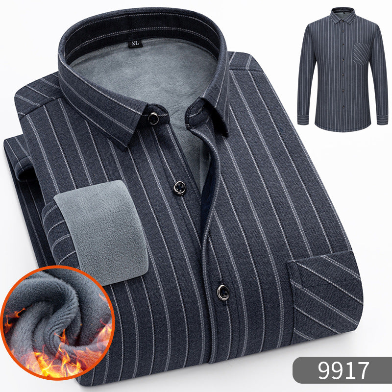 👔【L-5XL】Camisa de manga larga de negocios cálida para otoño e invierno