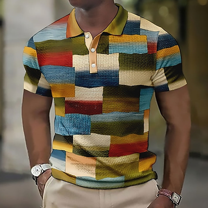 💥👕【S-5XL】2026 Męska swobodna koszulka POLO z geometrycznym wzorem