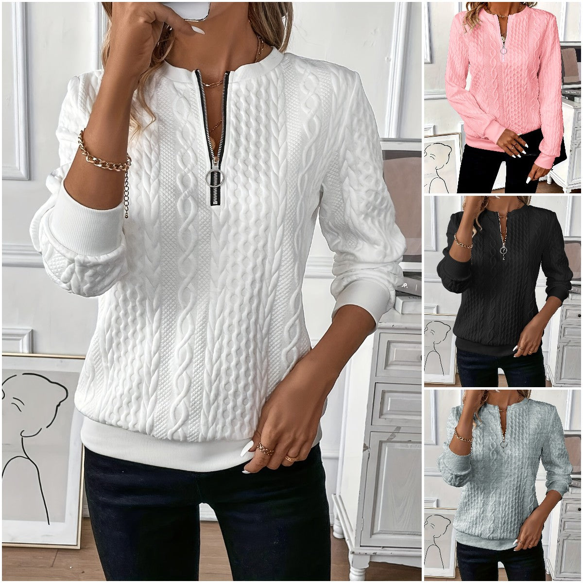 🎀🎀【Nowość oferta】【S-2XL】 2025 nowy jesienny i zimowy sweter damski zapinany na zamek