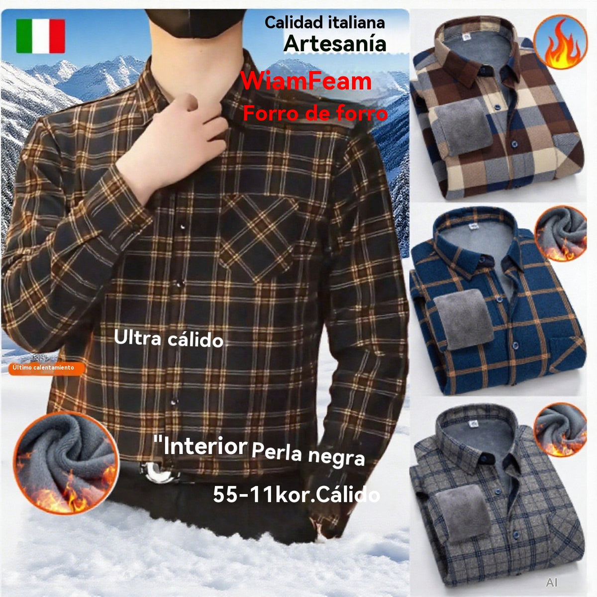 👔【L-5XL】Camisa de manga larga de negocios cálida para otoño e invierno