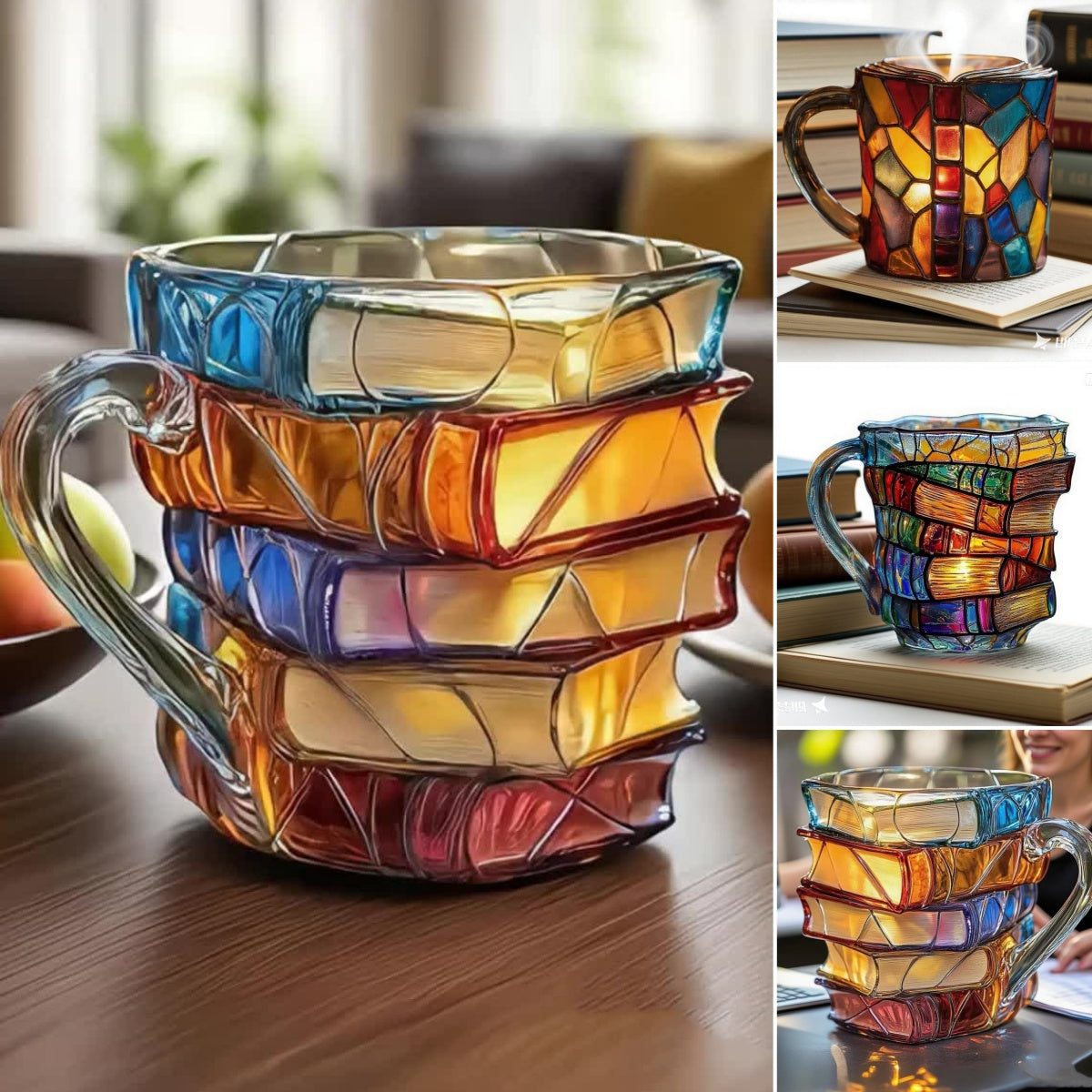 📚3D malowany kubek do kawy w kształcie książki