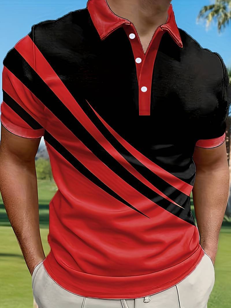 👔【S-6XL】2026 nowa męska koszulka POLO w paski z nadrukiem 3D