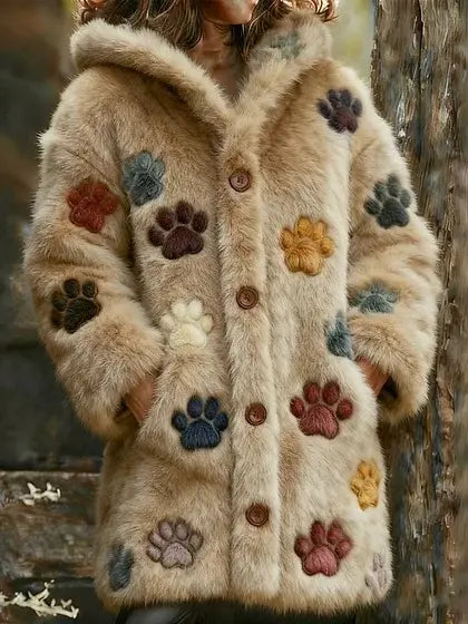 🔥🐾【descuento por tiempo limitado -50%】 Abrigo con capucha para mujer, elegante y adorable, con estampado de animales, ideal para otoño e invierno 🧥