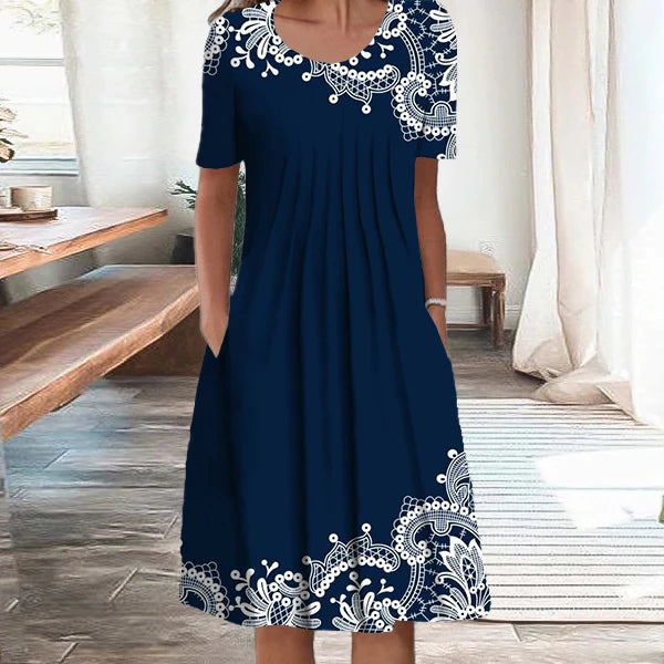 ✨ Novo v akciji 🔥【40-120 kg】Nova ženska obleka s kratkimi rokavi in okroglim izrezom, plus size, 2026. ✅️Plačilo po povzetju