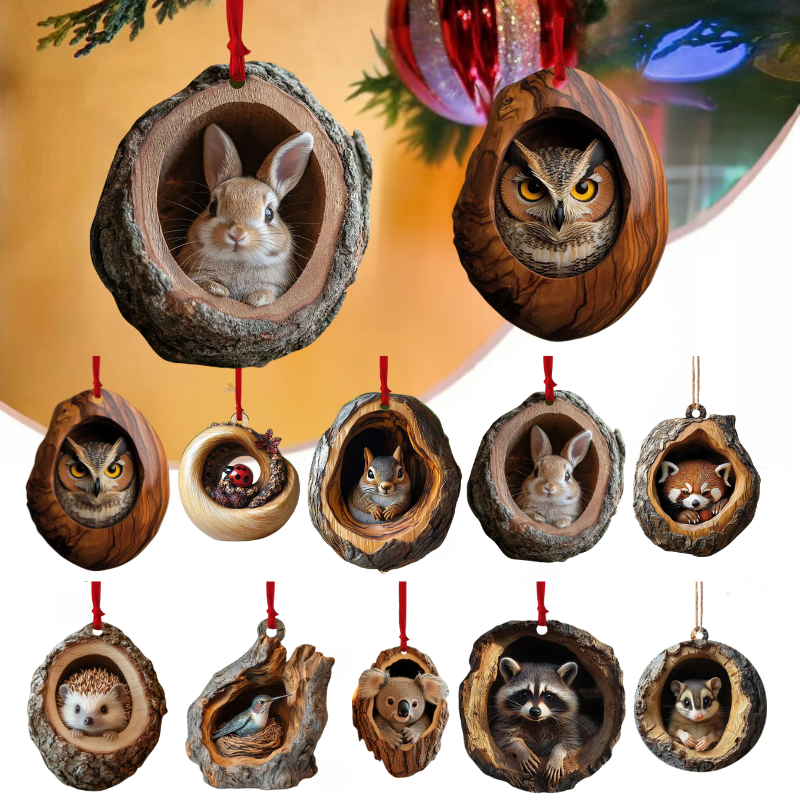【10 kusů】🎄Vánoční ozdoby na stromeček se zvířátky, závěsné ozdoby do auta se zvířátky