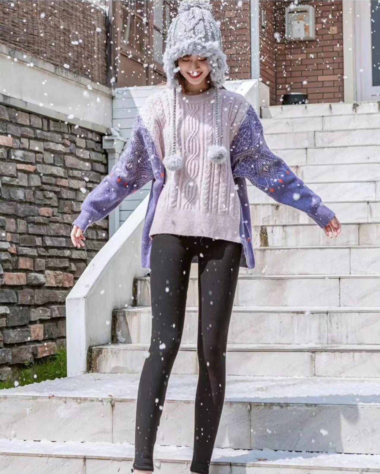 💥 Kup jeden, druhý zdarma! 🔥 [S–5XL] Zateplené legíny z vlny, vysoký pas, velké velikosti, vysoká elasticita – nezbytné na podzim/zimu 2025!