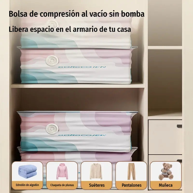 🧳 5 artículos por 29 euros 💨 Bolsa de almacenamiento al vacío grande y compresible: no requiere bomba, es a prueba de fugas e ideal para ahorrar espacio en maletas y en casa ✈️