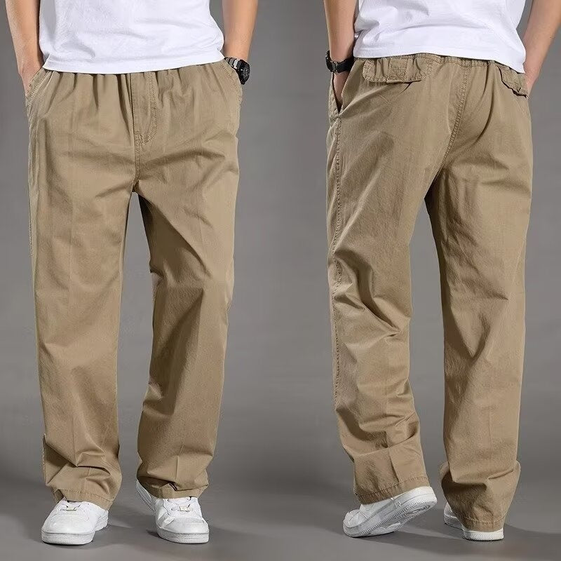 [ M–6XL] Luźne, bawełniane spodnie męskie o prostym kroju dla osób noszących duże rozmiary – spodnie outdoorowe