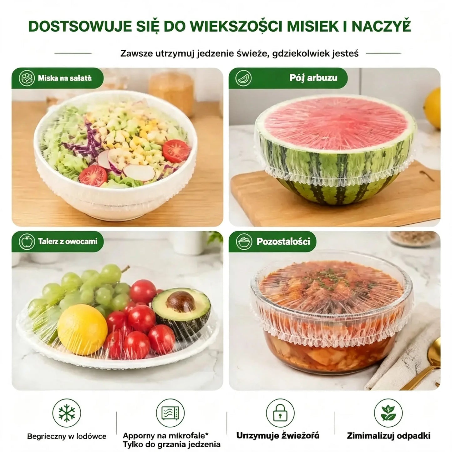 ⏳3 opakowania🔥【300 sztuk】🎉Im więcej kupisz, tym więcej zaoszczędzisz🎁Jednorazowe elastyczne pokrywki do żywności, odpowiednie do misek i talerzy