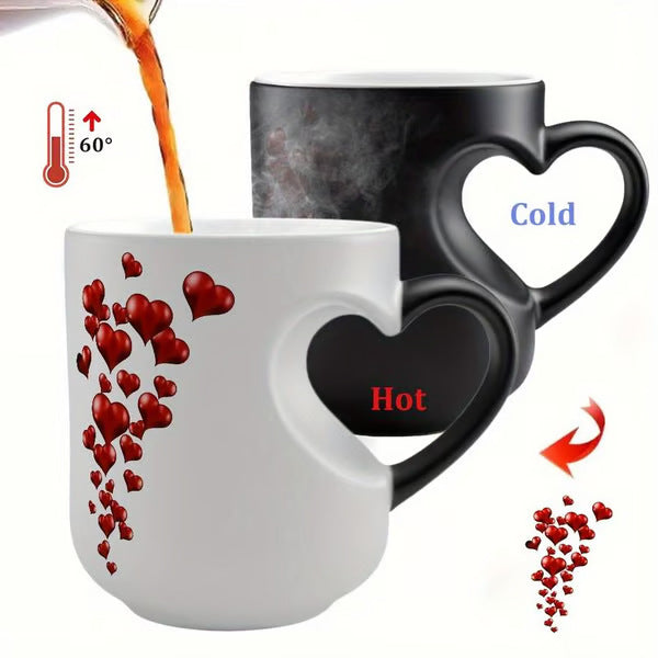 📢📢50% zniżki!!! ⏰ Ceramiczny kubek na Walentynki z uchwytem w kształcie serca, który zmienia kolor💝✨
