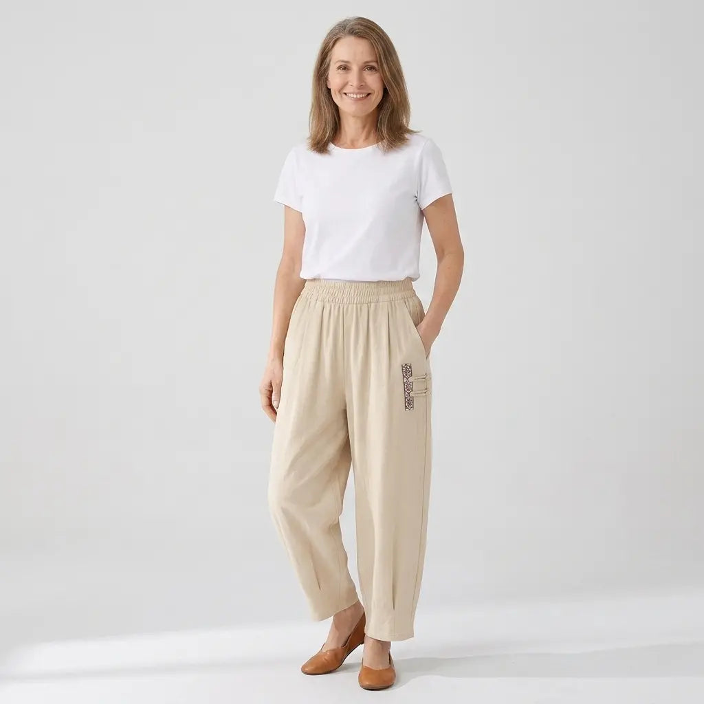 🔥【M-4XL】👖 Lekkie i przewiewne spodnie z bawełny i lnu - Stylowe i swobodne - Kup jedno, a drugie dostaniesz za pół ceny