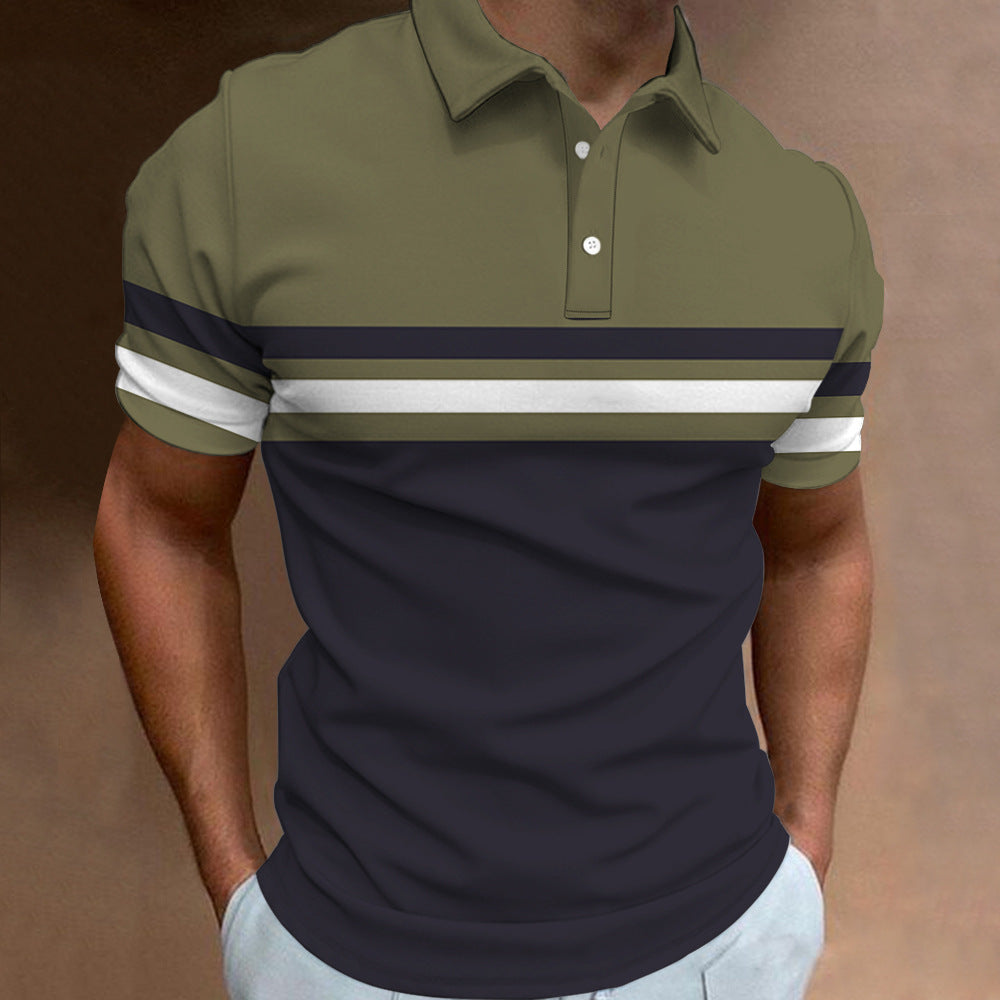 🔥【50% zniżki na jedną sztukę】👔【S-6XL】Nowa, letnia męska koszulka POLO w paski z nadrukiem 3D