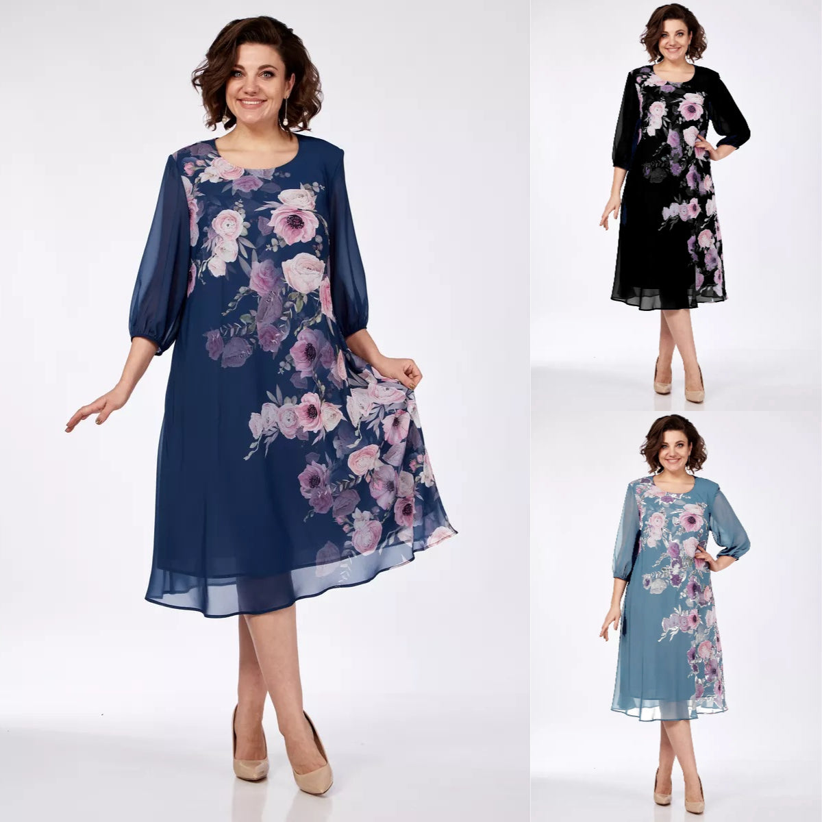 🌸 50% zniżki 💥💕【S-5XL】Elegancka wiosenna sukienka z szyfonu z kwiatowym nadrukiem 2026🌷