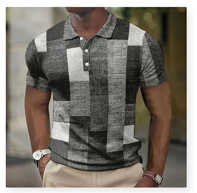 💥👕【S-5XL】2026 Męska swobodna koszulka POLO z geometrycznym wzorem