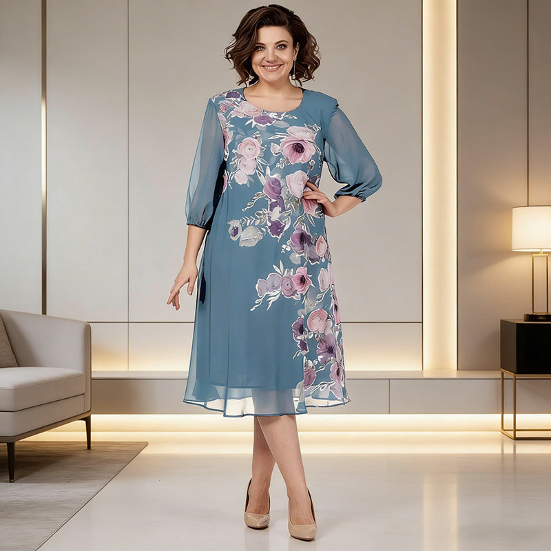 🌸 50% zniżki 💥💕【S-5XL】Elegancka wiosenna sukienka z szyfonu z kwiatowym nadrukiem 2026🌷