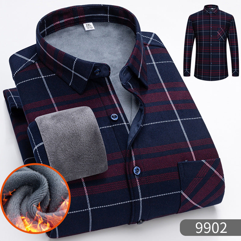 👔【L-5XL】Camisa de manga larga de negocios cálida para otoño e invierno