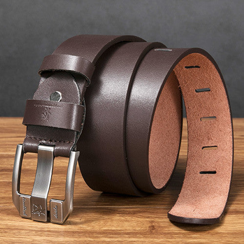 【Kup 1 i otrzymaj 1 gratis】Wysokiej klasy retro pasek męski, prawdziwy skórzany pasek jeansowy z klamrą, prosta i modna klamra, jednowarstwowa wybrana skóra bydlęca, mocna i trwała