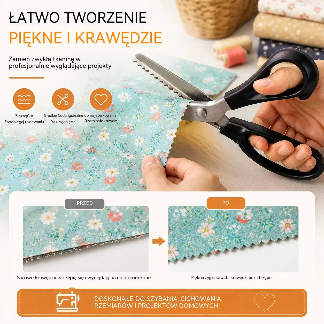 🔥Kup 1, a 1 dostaniesz gratis✂️ Profesjonalne nożyczki ząbkowane – ostre, ząbkowane nożyczki do tkanin