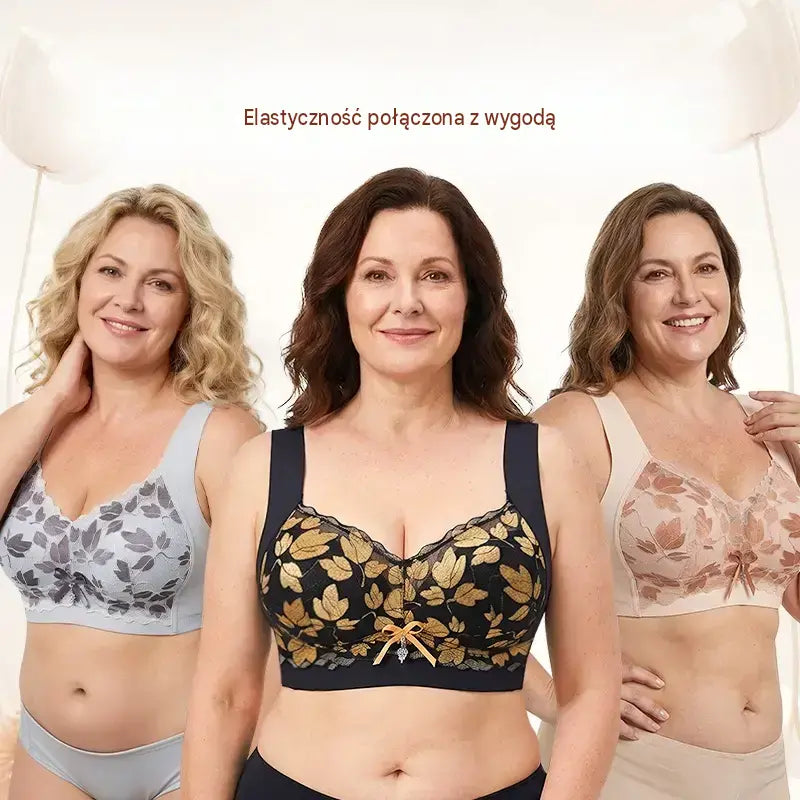 💌🌈【3 sztuki】【M-4XL】Biustonosz koronkowy w dużym rozmiarze bez stalowych kółek, luksusowy, piękny, seksowny biustonosz z tyłu