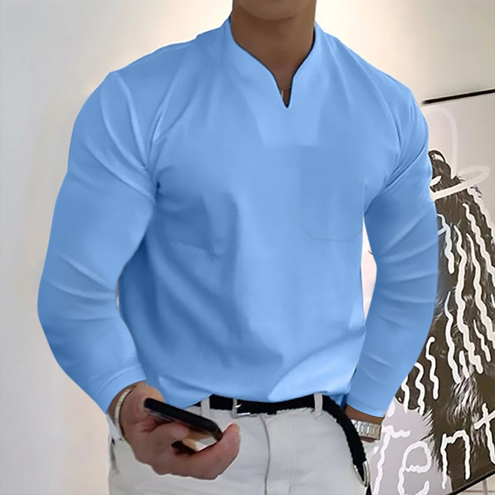 👔🔥【40-120 kg】2026 Jesienna męska koszulka polo z długim rękawem z czystej bawełny i dekoltem w serek ✅️Drugi produkt w połowie ceny