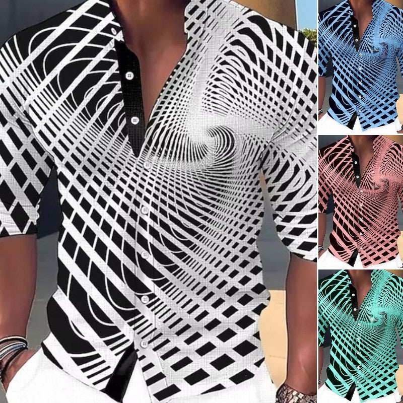 🔥 👔【S-6XL】Pánská trendy ležérní košile s dlouhým rukávem s 3D digitálním potiskem