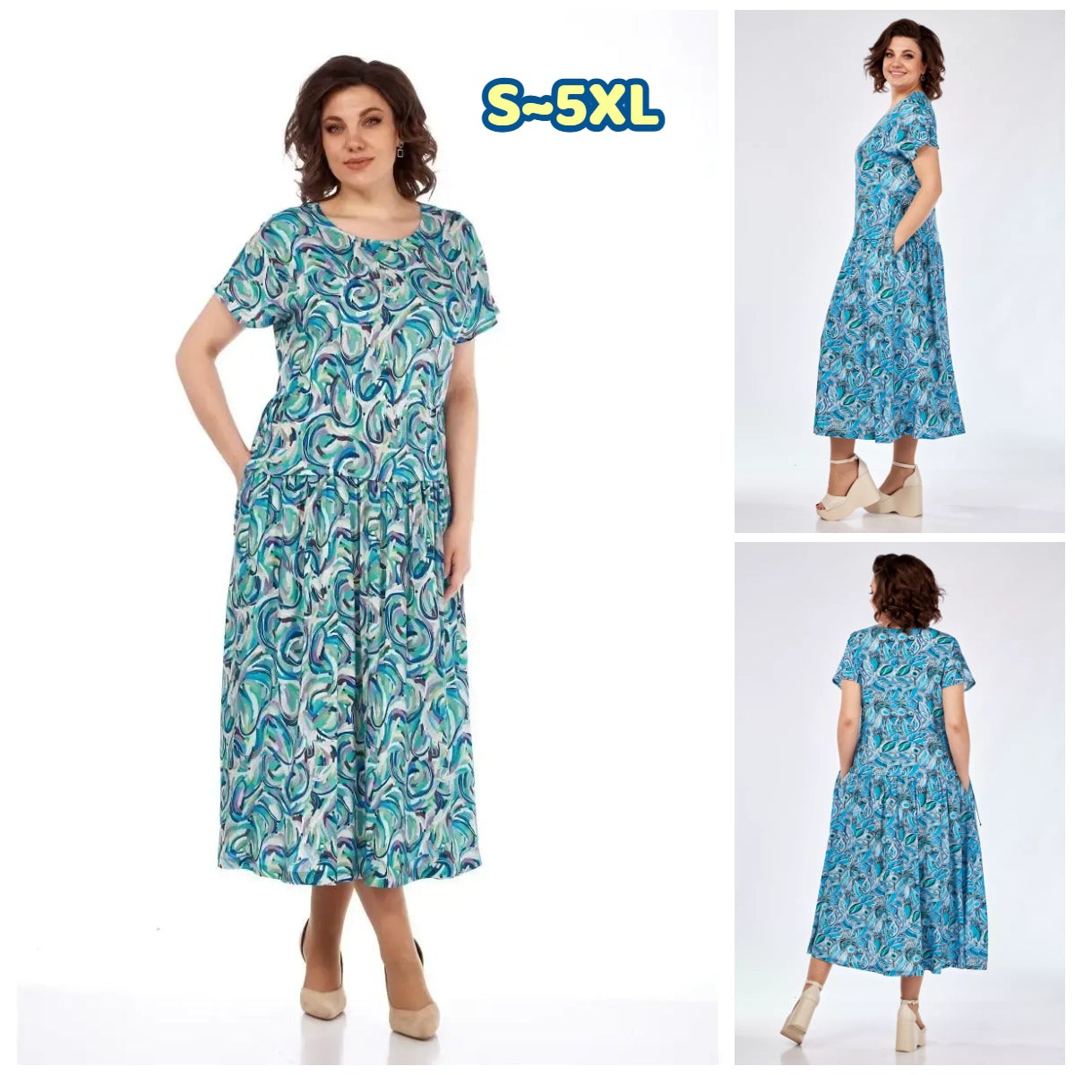 🔥【🔥Najlepiej sprzedający się】👗🌺【S-5XL】Sukienka letnia z szyfonu z nadrukiem