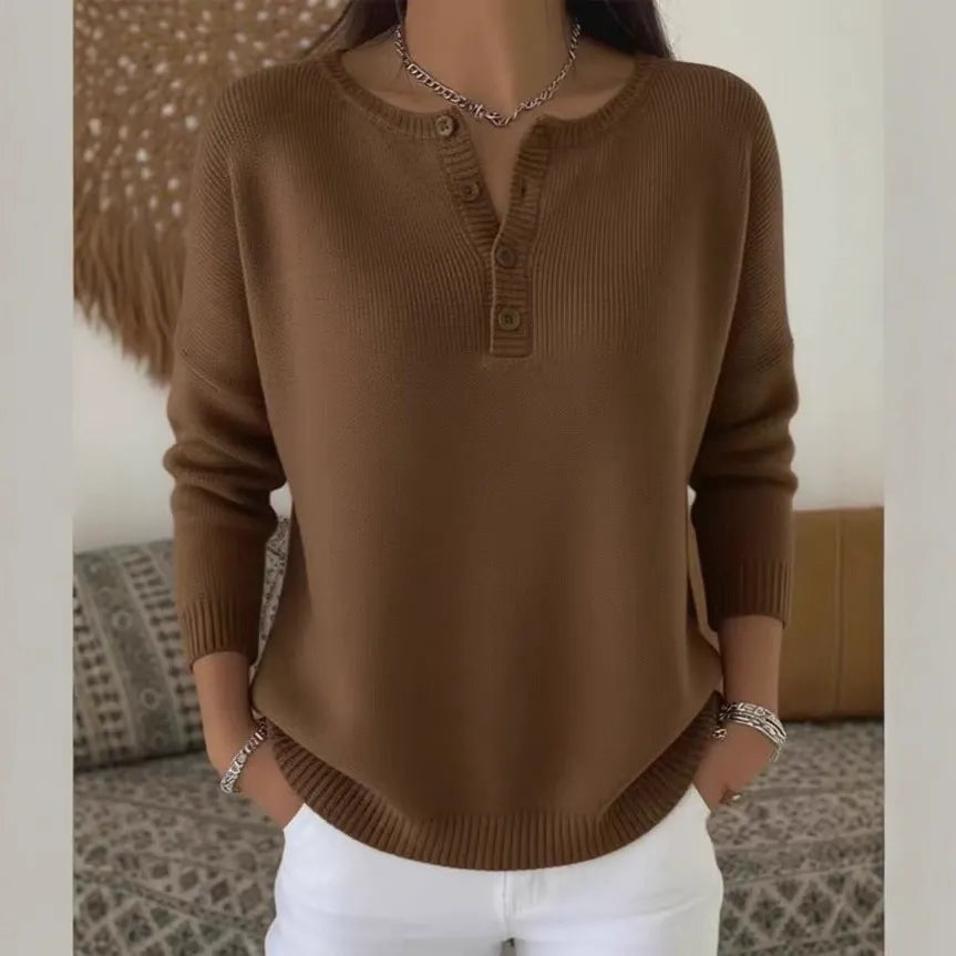 🔥 【S–3XL】Wysokiej jakości sweter dzianinowy z zapięciem na guziki i dekoltem w serek · przyjemny materiał, wygodny na zimę i na co dzień