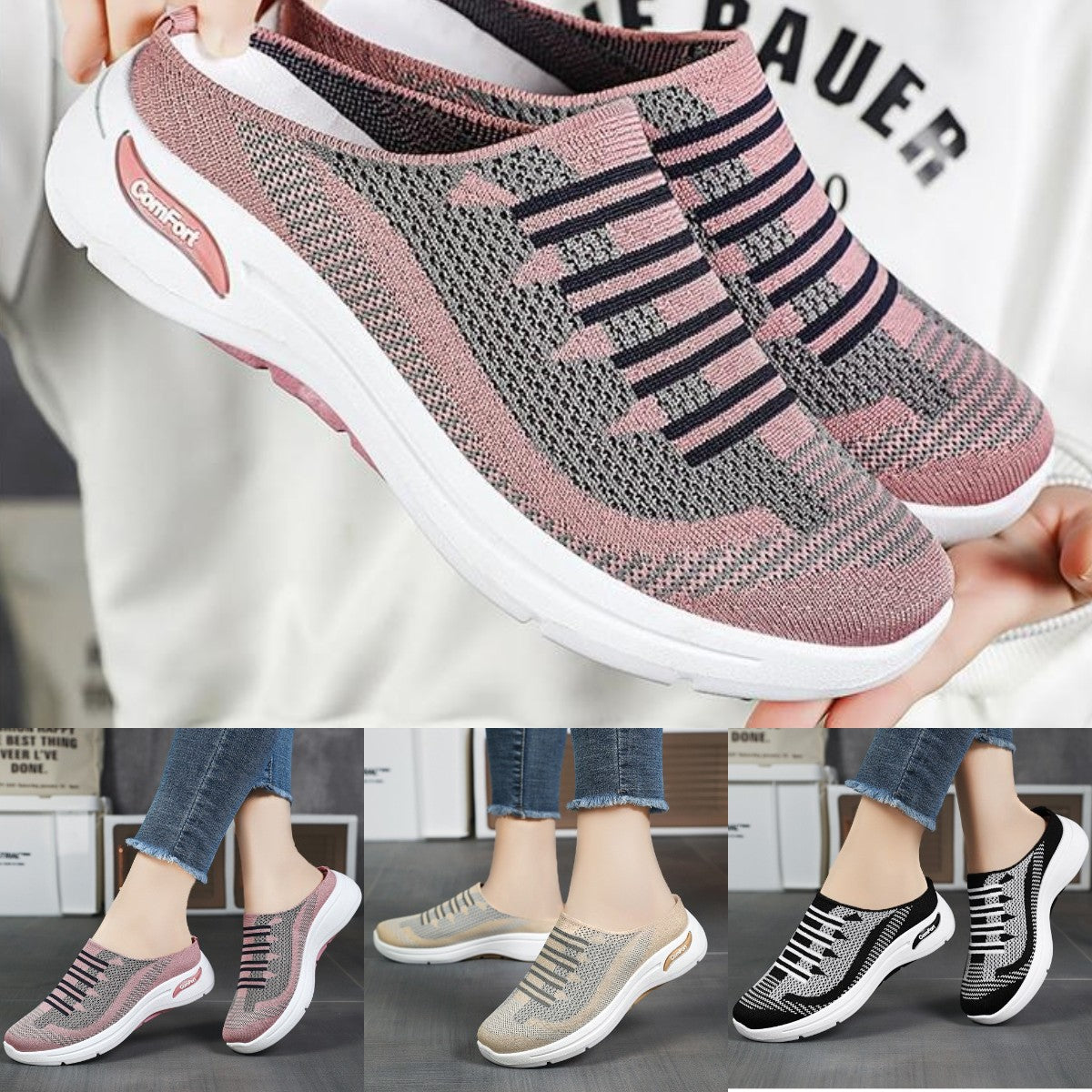 【36-41】🔥Ostatnia oferta - 50% zniżki - Wygodne i lekkie damskie wsuwane trampki z siateczki