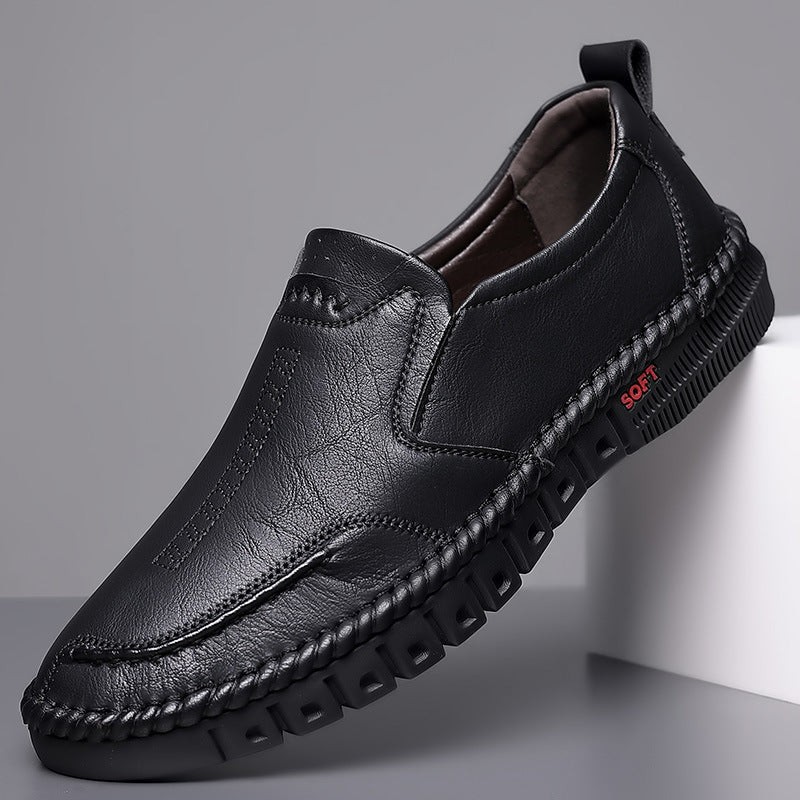 👞【39-44】2025 Nowe męskie skórzane buty casualowe z miękką podeszwą - antypoślizgowe - oddychające