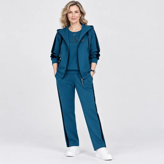【M-4XL】Damowy zestaw 3-częściowy 2026 – bluza z kapturem, na jesień i zimę, luźny, sportowy, w dużych rozmiarach, dla mam