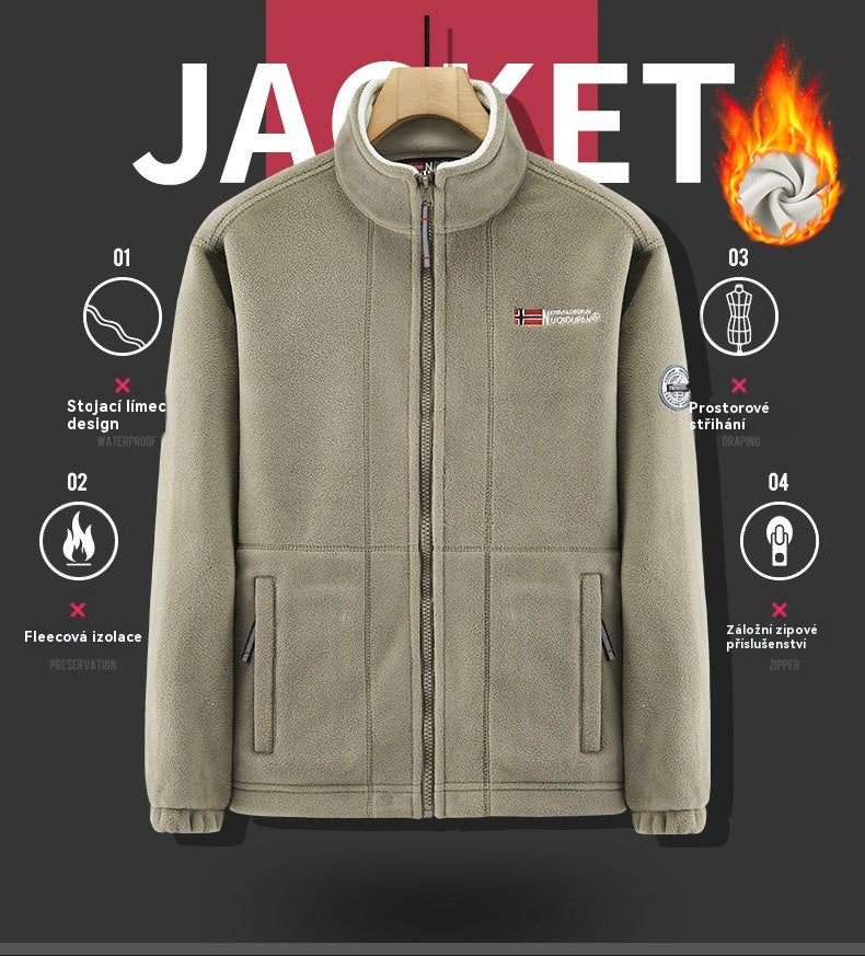 🏆💥【Oferta por tiempo limitado】Pánská silná sametová fleecová bunda, podzim a zima, teplá, lehká, velká velikost