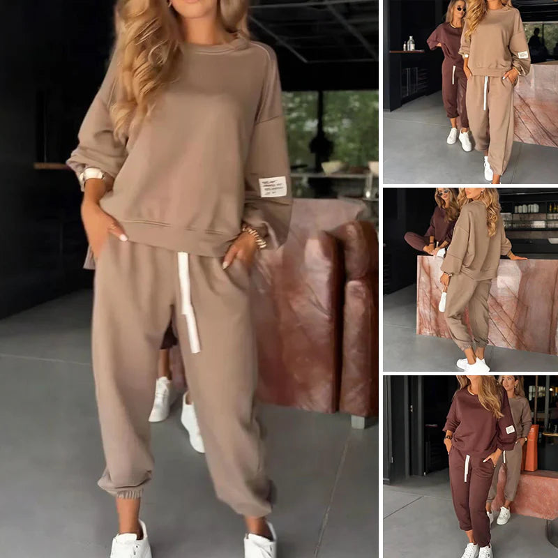 🍁🍂【S-5XL】【Bluzka + spodnie】2025 Damski garnitur casualowy z wzorzystą górą i szerokimi nogawkami