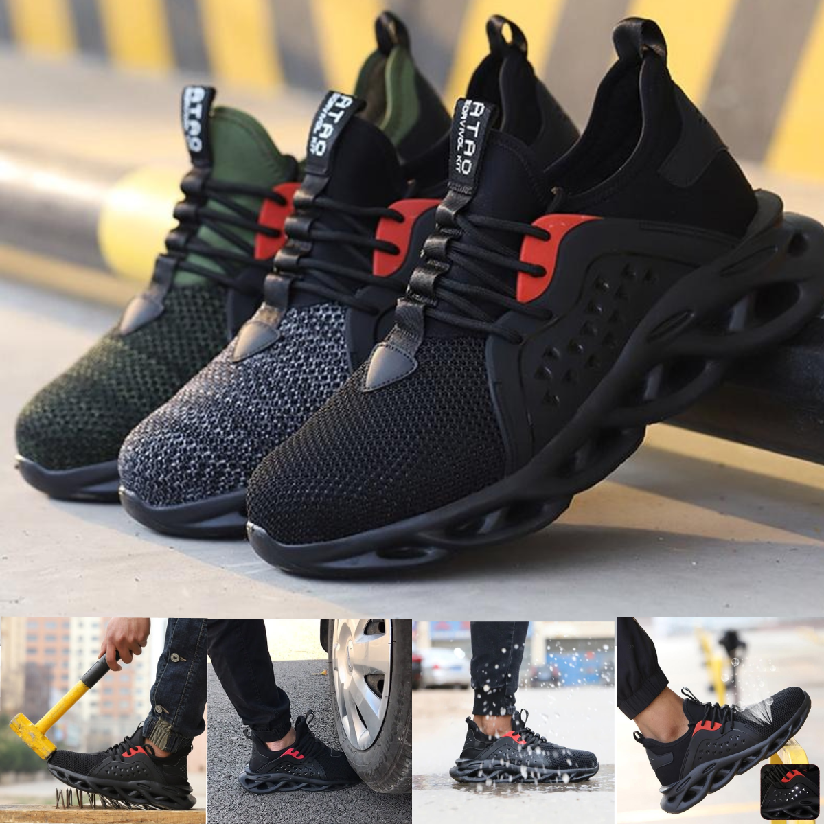 🚵‍♂️🔨【39-48】👨‍🔧 Męskie oddychające buty robocze, odporne na uderzenia i przebicie, ze stalowym noskiem i warstwą izolacyjną.
