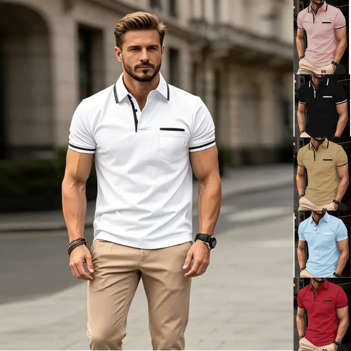 🔥🔥【S-3XL】 Męska koszulka POLO na lato 2026 z kieszenią na guziki Sportowa koszulka polo z czystej bawełny