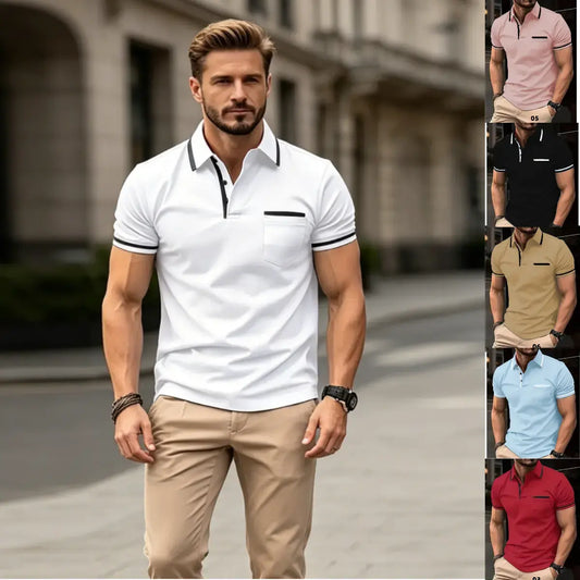 🔥🔥【S-3XL】 Męska koszulka POLO na lato 2026 z kieszenią na guziki Sportowa koszulka polo z czystej bawełny