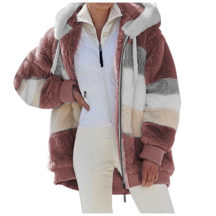 ❄️[S-5XL] 2025 nowa damska kurtka w grube, pluszowe kontrastowe paski