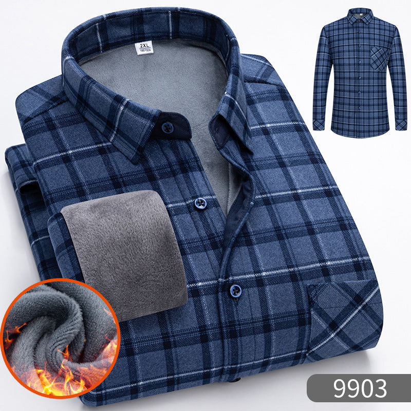 👔【L-5XL】Camisa de manga larga de negocios cálida para otoño e invierno