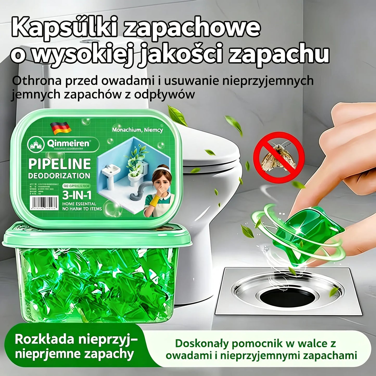 2 pudełka za jedyne 99 zł –  (100 kapsułek w opakowaniu) 🔥🎉 Kapsułki zawierające bioenzymy do usuwania zapachów z systemów kanalizacyjnych.