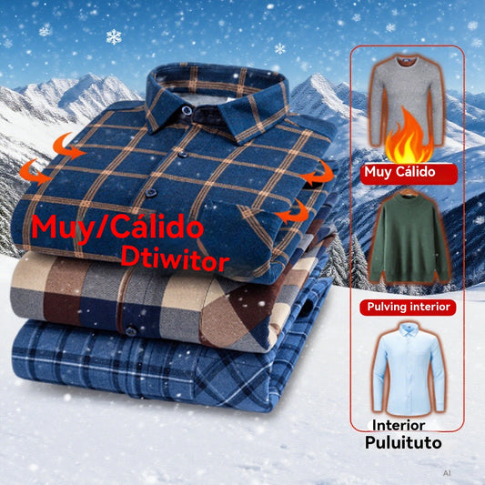 👔【L-5XL】Camisa de manga larga de negocios cálida para otoño e invierno