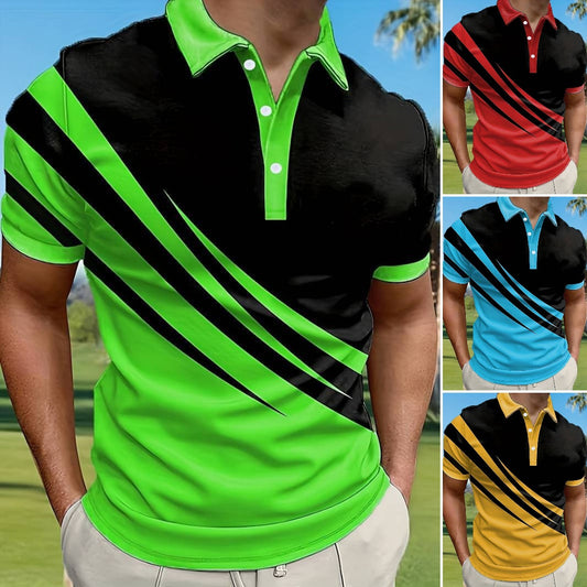 👔【S-6XL】2025 nowa męska koszulka POLO w paski z nadrukiem 3D