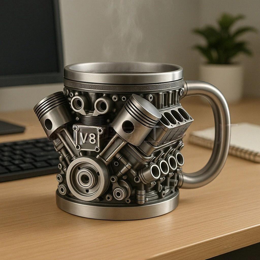 🎁☕ Nerezový hrnek Creative Engine V6V8