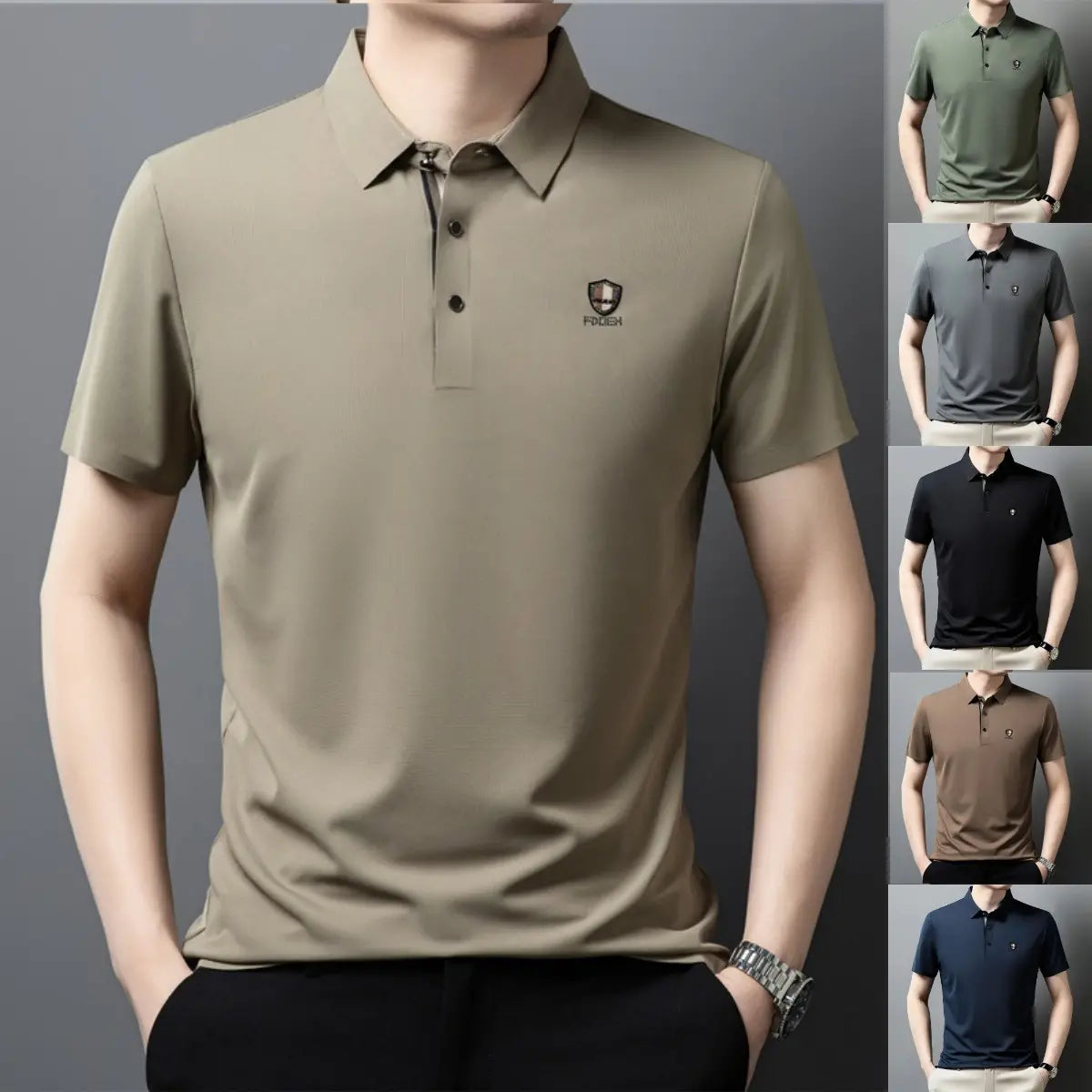 ✨✨【M-4XL】2026 Lodowa jedwabna koszulka polo z półrękawkiem na co dzień
