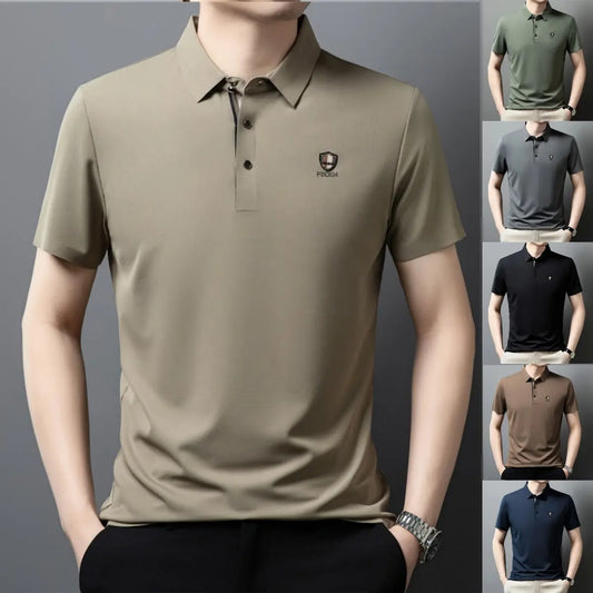✨✨【M-4XL】2026 Lodowa jedwabna koszulka polo z półrękawkiem na co dzień